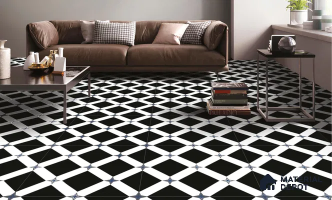TL 03353 Mistero Black 600 x 600 mm Carving Matte Finish GVT Moroccan Tile - 9 mm | Please Expect a Slight Variation of Pattern