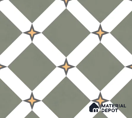 Moroccan Floor & Wall Tile TL 03354 Mistero Green 2 ft x 2 ft Carving Matte Finish Vitrified Tile - 9 mm | Suitable For Kitchen, Bathroom, Balcony | Please Expect a Slight Variation of Pattern