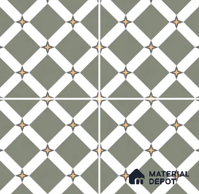 Moroccan Floor & Wall Tile TL 03354 Mistero Green 2 ft x 2 ft Carving Matte Finish Vitrified Tile - 9 mm | Suitable For Kitchen, Bathroom, Balcony | Please Expect a Slight Variation of Pattern