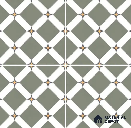 TL 03354 Mistero Green 600 x 600 mm Carving Matte Finish GVT Moroccan Tile - 9 mm | Please Expect a Slight Variation of Pattern