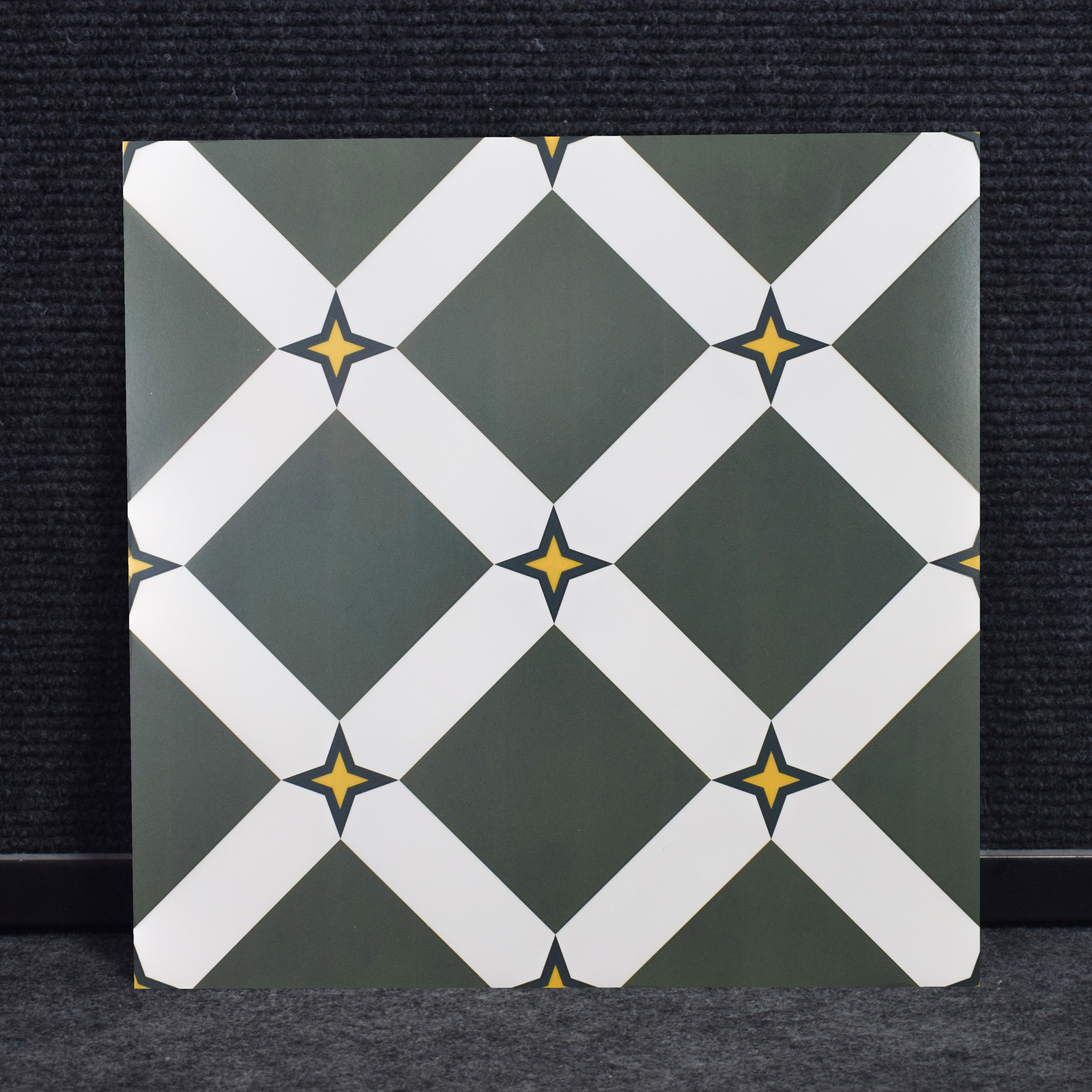 Moroccan Floor & Wall Tile TL 03354 Mistero Green 2 ft x 2 ft Carving Matte Finish Vitrified Tile - 9 mm | Suitable For Kitchen, Bathroom, Balcony | Please Expect a Slight Variation of Pattern