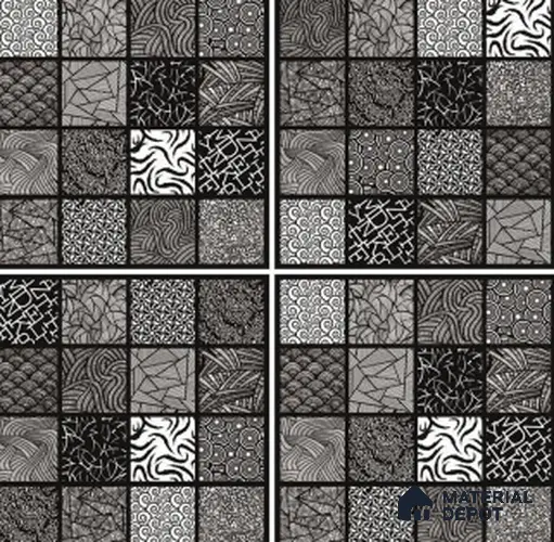 TL 03355 Monarch Black 600 x 600 mm Carving Matte Finish GVT Moroccan Tile - 9 mm (3 Random) | Please Expect a Slight Variation of Pattern