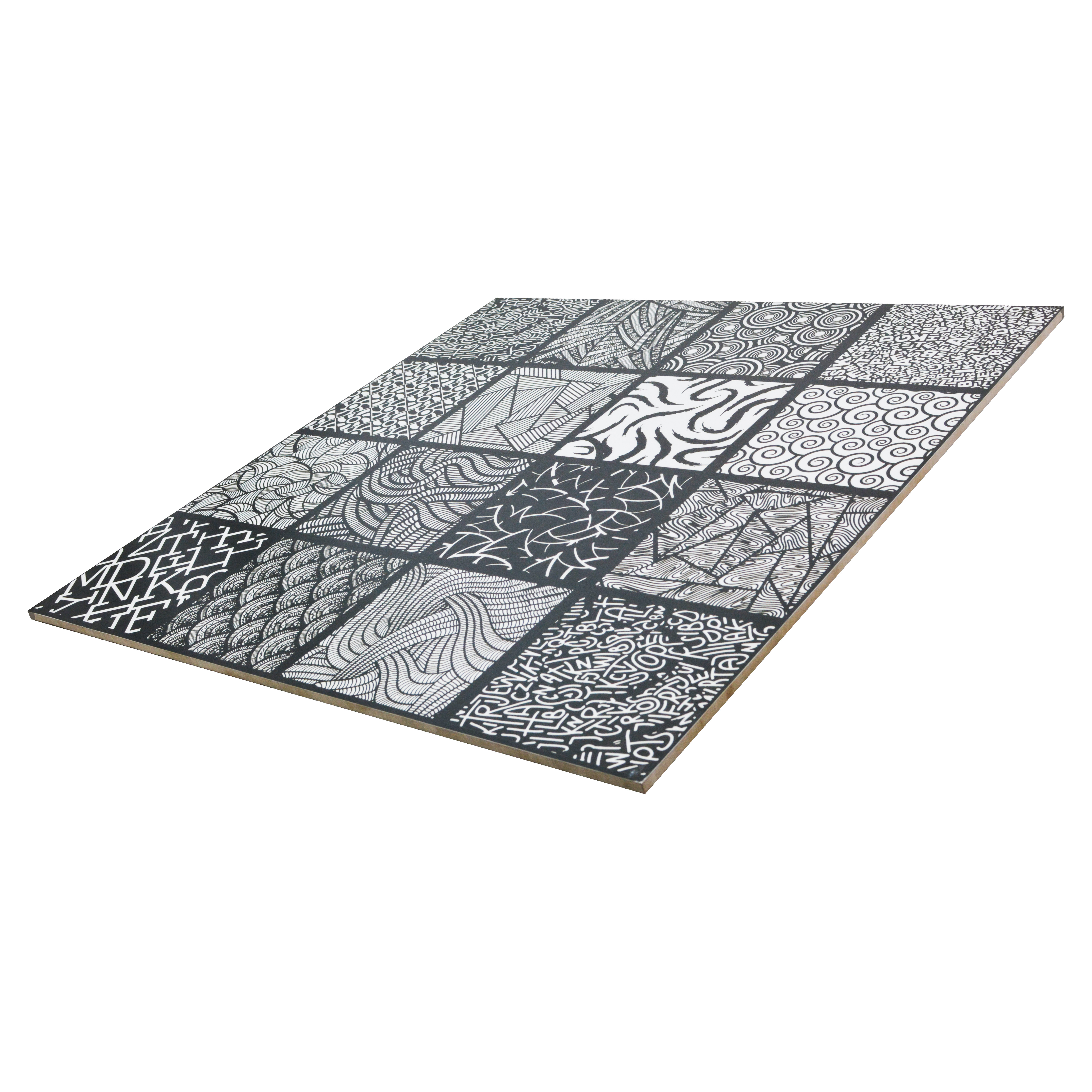 Moroccan Floor & Wall Tile TL 03355 Monarch Black 2 ft x 2 ft Carving Matte Finish Vitrified Tile - 9 mm (3 Random Design) | Suitable For Kitchen, Accent/Feature Wall, Dining Area | Please Expect a Slight Variation of Pattern