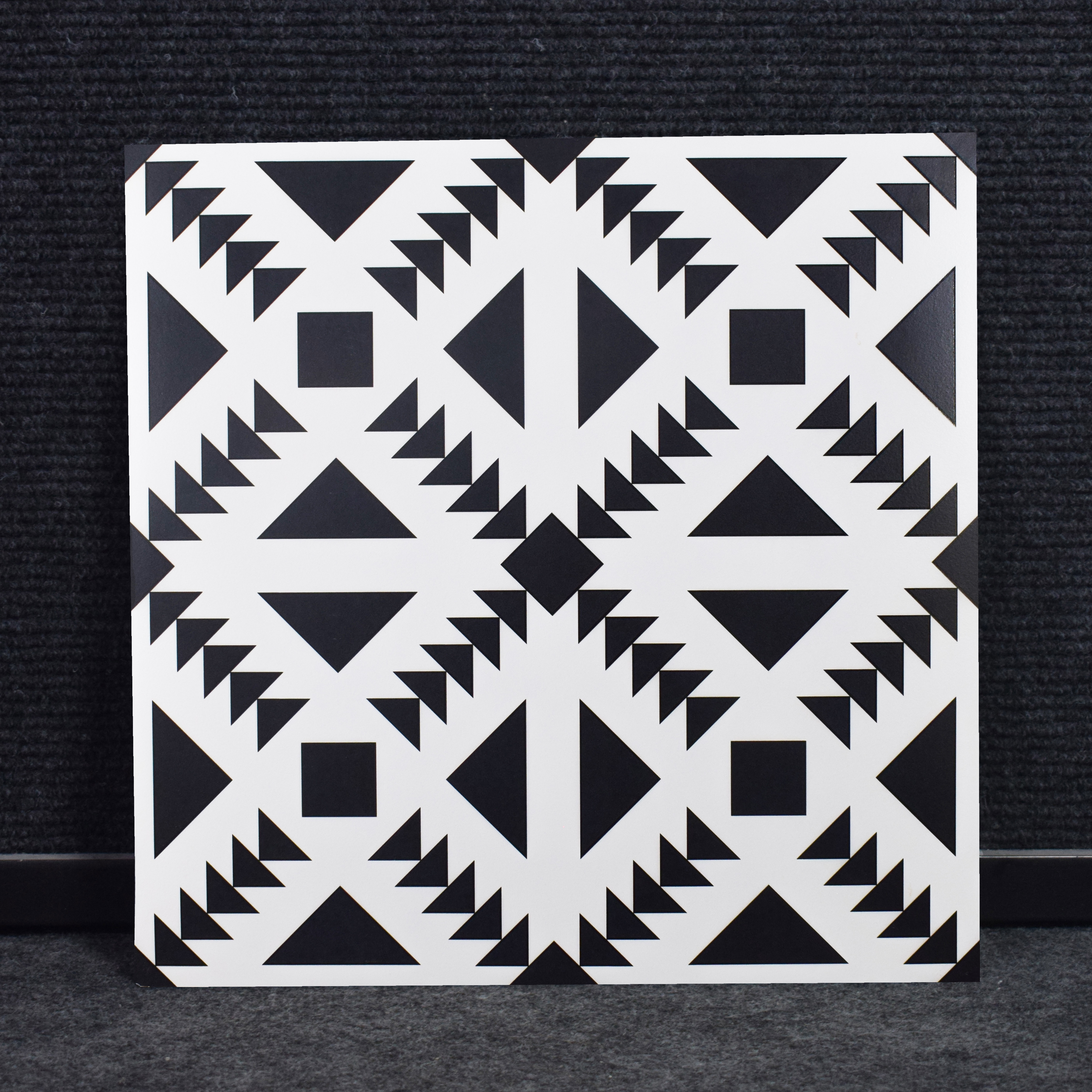 TL 03364 Retro Black 600 x 600 mm Carving Matte Finish GVT Moroccan Tile - 9 mm (Sample)