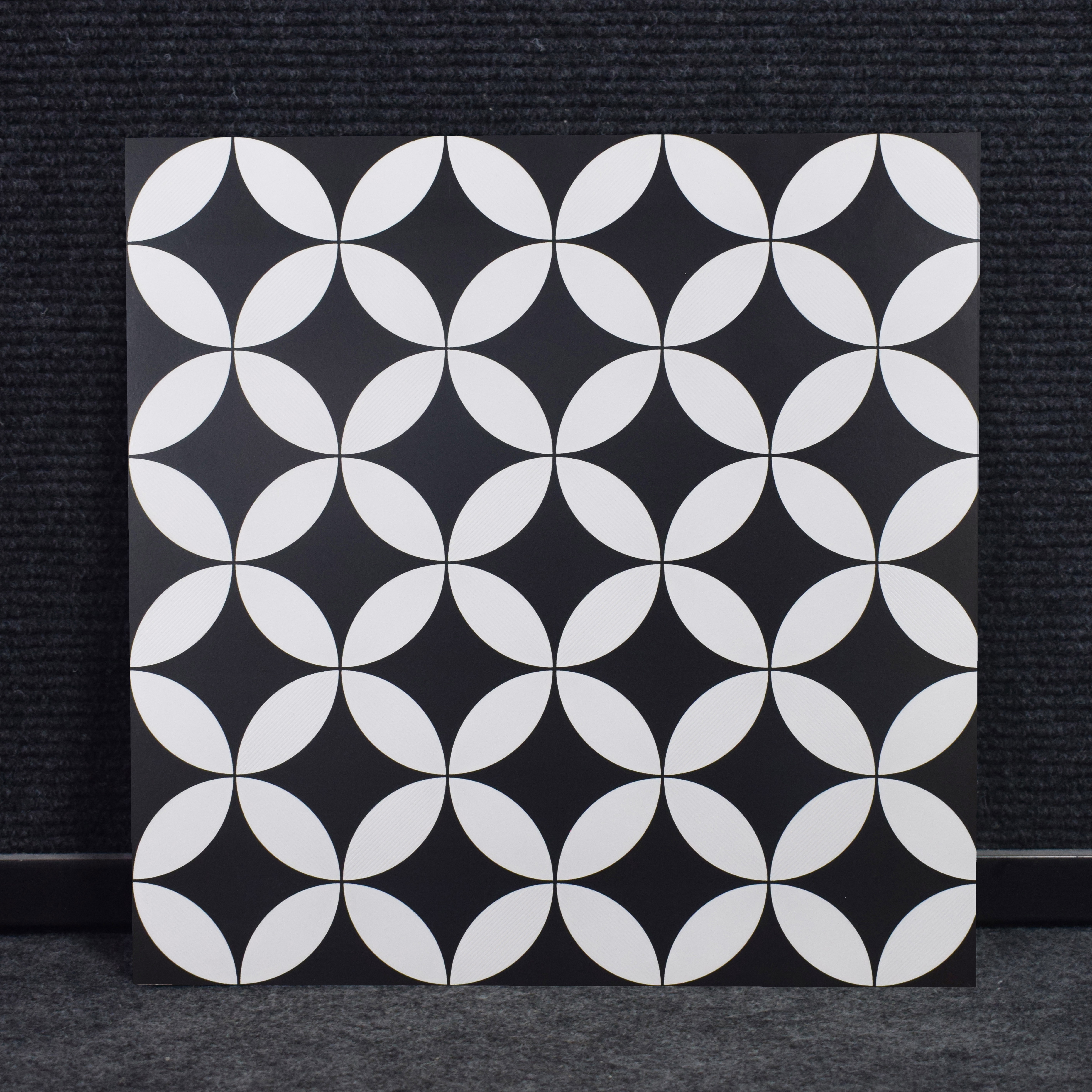 TL 03367 Zenith Black 600 x 600 mm Carving Matte Finish GVT Moroccan Tile - 9 mm | Please Expect a Slight Variation of Pattern (Sample)