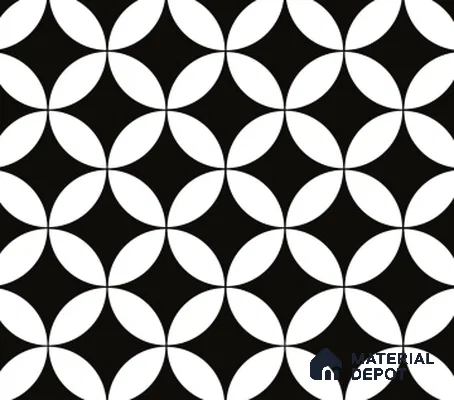 TL 03367 Zenith Black 600 x 600 mm Carving Matte Finish GVT Moroccan Tile - 9 mm | Please Expect a Slight Variation of Pattern (Sample)