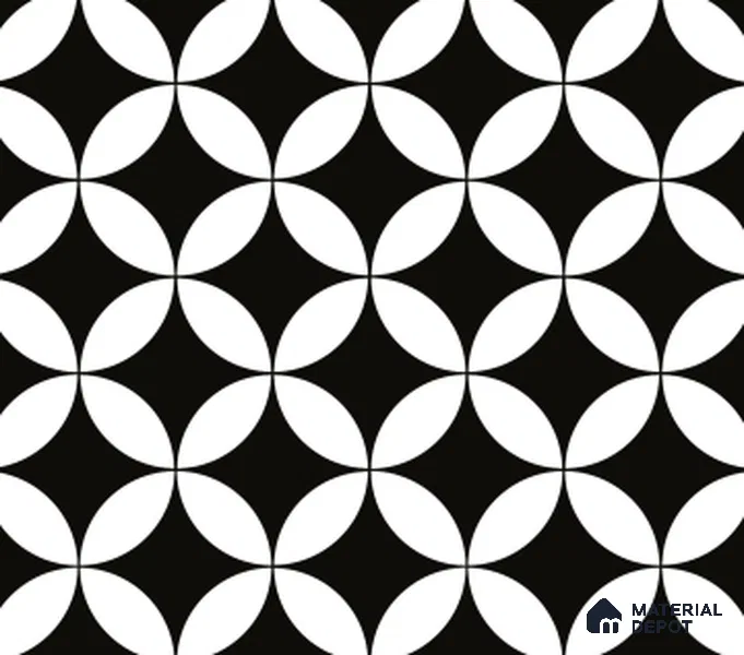 TL 03367 Zenith Black 600 x 600 mm Carving Matte Finish GVT Moroccan Tile - 9 mm | Please Expect a Slight Variation of Pattern (Sample)