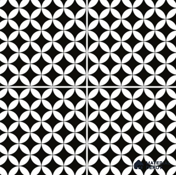 TL 03367 Zenith Black 600 x 600 mm Carving Matte Finish GVT Moroccan Tile - 9 mm | Please Expect a Slight Variation of Pattern (Sample)