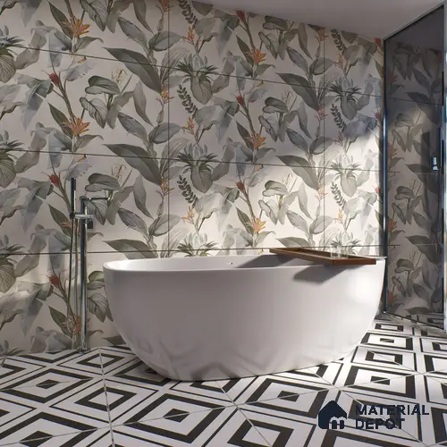 Tropical Wall Tile TL 00936 C Marlboro Ice Decor 2 4 ft x 2 ft Carving Matte Finish Vitrified Tile - 9 mm | Suitable for Living Room, Bedroom & Bathroom