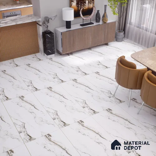 Marble Floor & Wall Tile | TL 00925 Saturio Earth 4 ft x 2 ft Vitrified Tile - 9 mm | Suitable For Living Room, Bedroom, Dining Area