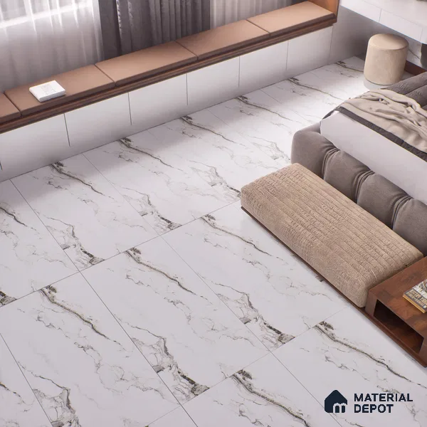 Marble Floor & Wall Tile | TL 00925 Saturio Earth 4 ft x 2 ft Vitrified Tile - 9 mm | Suitable For Living Room, Bedroom, Dining Area (Sample)
