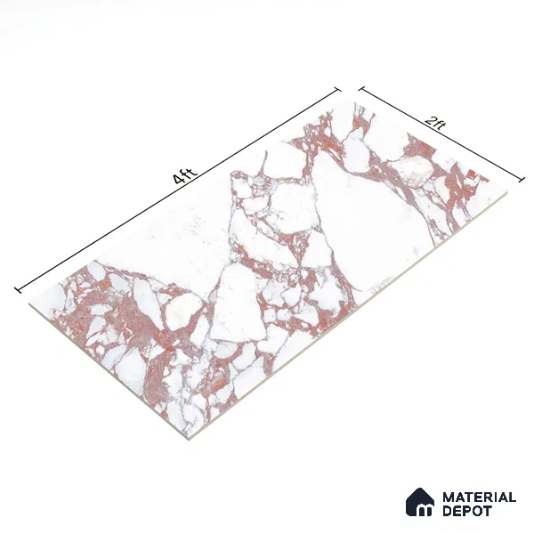 Marble Floor & Wall Tile | TL 01030 Saturio Mars 4 ft x 2 ft Vitrified Tile - 9 mm | Suitable For Living Room, Bedroom, Dining Area (Sample)