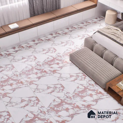 Marble Floor & Wall Tile | TL 01030 Saturio Mars 4 ft x 2 ft Vitrified Tile - 9 mm | Suitable For Living Room, Bedroom, Dining Area