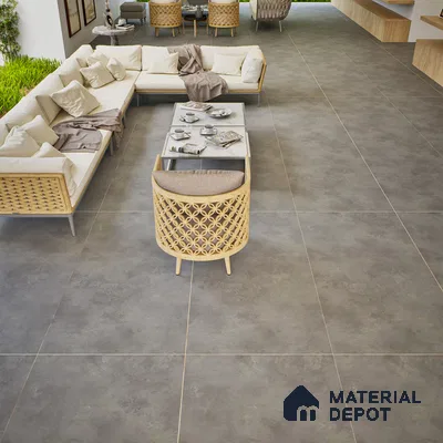 Cement Floor & Wall Tile | TL 00934 Stonex Gris 4 ft x 2 ft Matte Finish Vitrified Tile | Suitable For Living Room, Bedroom, Bathroom