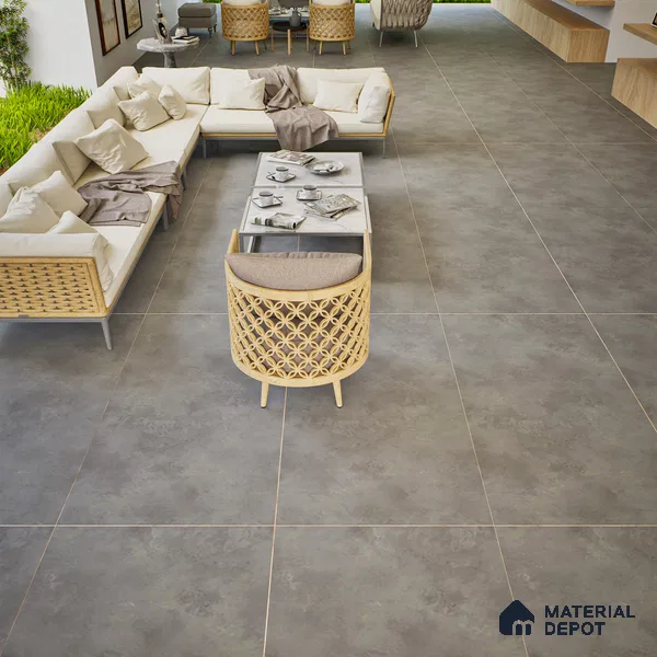 Cement Floor & Wall Tile | TL 00934 Stonex Gris 4 ft x 2 ft Matte Finish Vitrified Tile | Suitable For Living Room, Bedroom, Bathroom