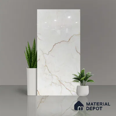 Marble Floor & Wall Tile TL 02190 Mevrik Beige 4 ft x 2 ft Glossy Finish Vitrified Tile - 9 mm