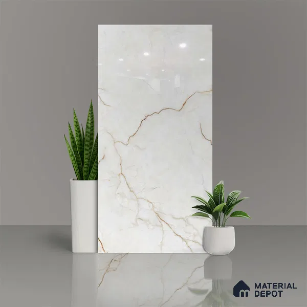 Marble Floor & Wall Tile TL 02190 Mevrik Beige 4 ft x 2 ft Glossy Finish Vitrified Tile - 9 mm