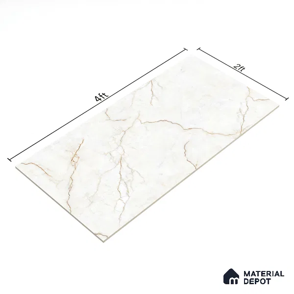 Marble Floor & Wall Tile TL 02190 Mevrik Beige 4 ft x 2 ft Glossy Finish Vitrified Tile - 9 mm