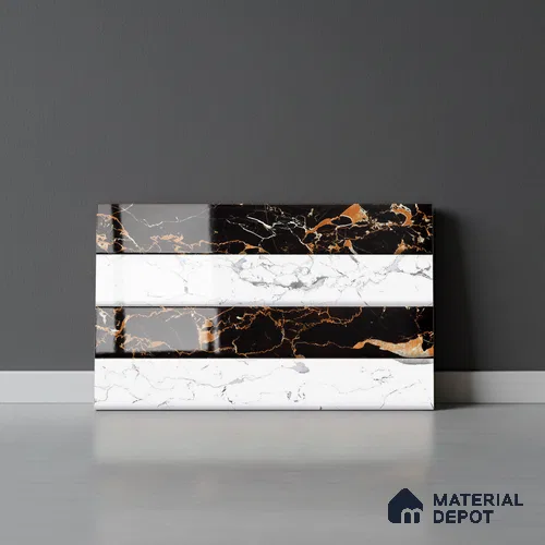 TL 01906 B White & White Highlighter 1 18 x 12 inch Glossy Finish Ceramic Wall Tile - 6 mm