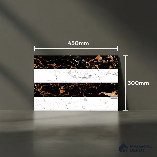 TL 01906 B White & White Highlighter 1 18 x 12 inch Glossy Finish Ceramic Wall Tile - 6 mm