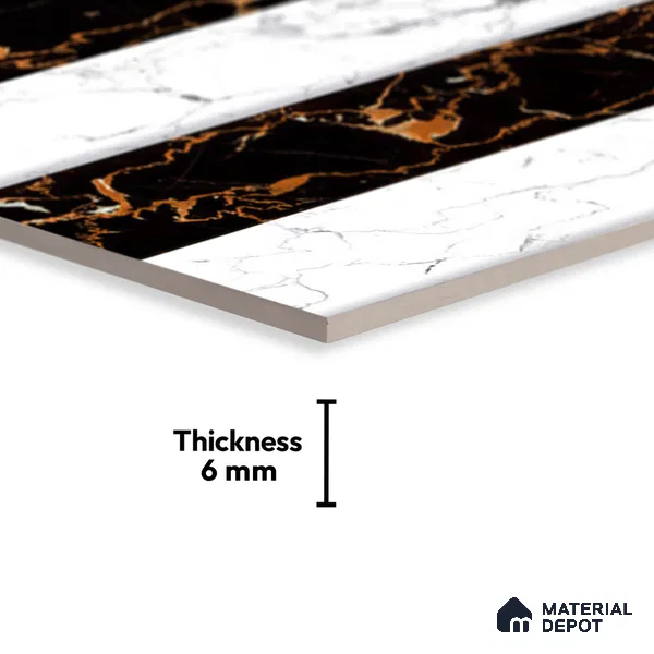 TL 01906 B White & White Highlighter 1 18 x 12 inch Glossy Finish Ceramic Wall Tile - 6 mm