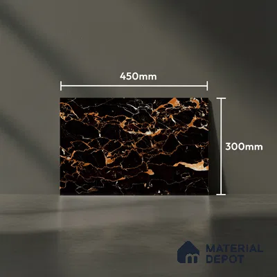 TL 01906 A Midnight Black Dark 18 x 12 inch Glossy Finish Ceramic Wall Tile - 6 mm