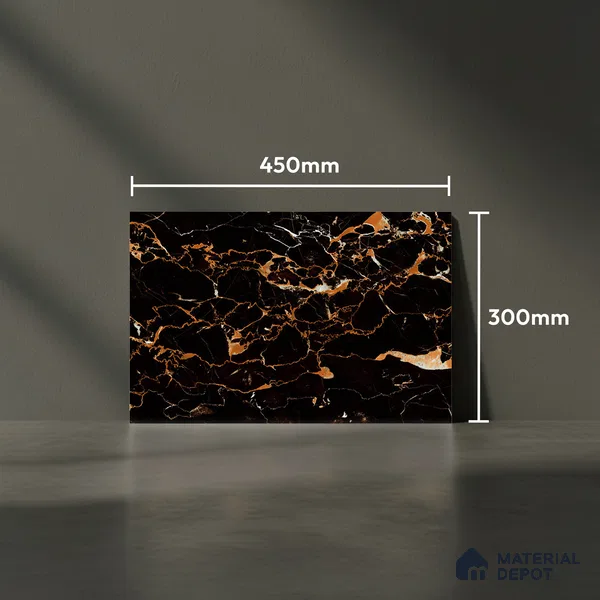 TL 01906 A Midnight Black Dark 18 x 12 inch Glossy Finish Ceramic Wall Tile - 6 mm