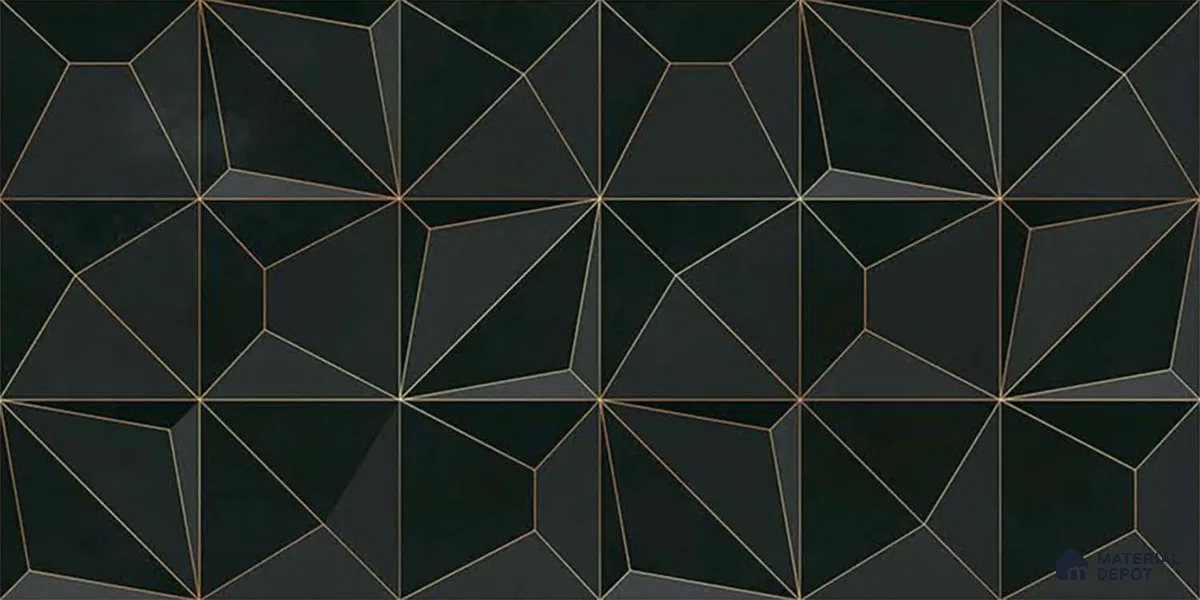 3D Wall Tile TL 05763 C Black Portion 600x300 mm Glossy Finish Tile - 9 mm