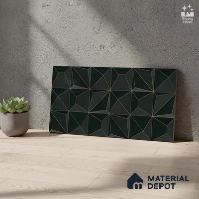 3D Wall Tile TL 05763 C Black Portion 600x300 mm Glossy Finish Tile - 9 mm