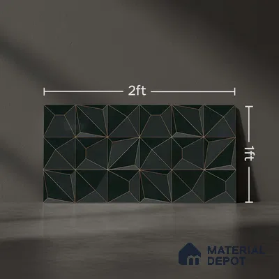 3D Wall Tile TL 05763 C Black Portion 600x300 mm Glossy Finish Tile - 9 mm