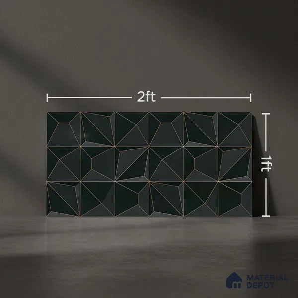 3D Wall Tile TL 05763 C Black Portion 600x300 mm Glossy Finish Tile - 9 mm