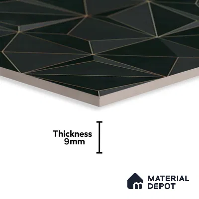 3D Wall Tile TL 05763 C Black Portion 600x300 mm Glossy Finish Tile - 9 mm
