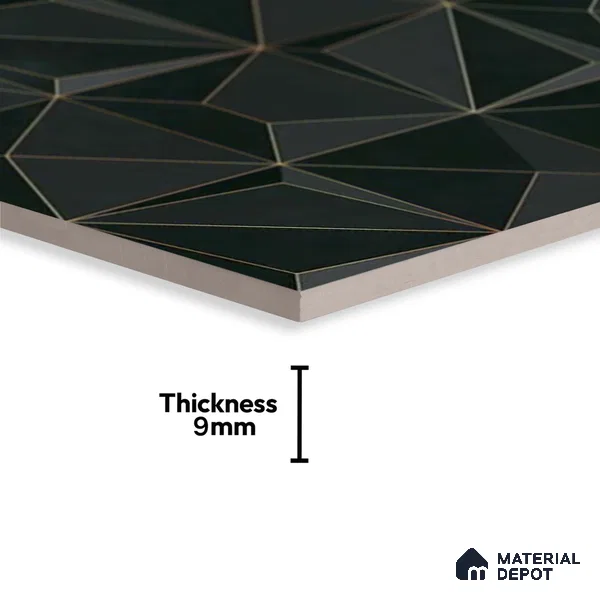 3D Wall Tile TL 05763 C Black Portion 600x300 mm Glossy Finish Tile - 9 mm