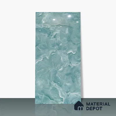 Marble Floor & Wall Tile TL 02179 Mint Blue 4 ft x 2 ft Glossy Finish Vitrified Tile - 9 mm (Random 4)