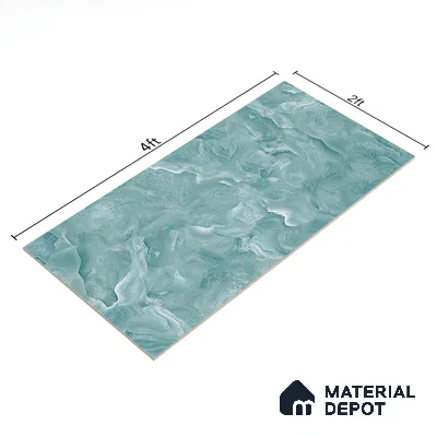 Marble Floor & Wall Tile TL 02179 Mint Blue 4 ft x 2 ft Glossy Finish Vitrified Tile - 9 mm (Random 4)