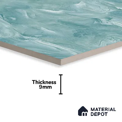 Marble Floor & Wall Tile TL 02179 Mint Blue 4 ft x 2 ft Glossy Finish Vitrified Tile - 9 mm (Random 4)