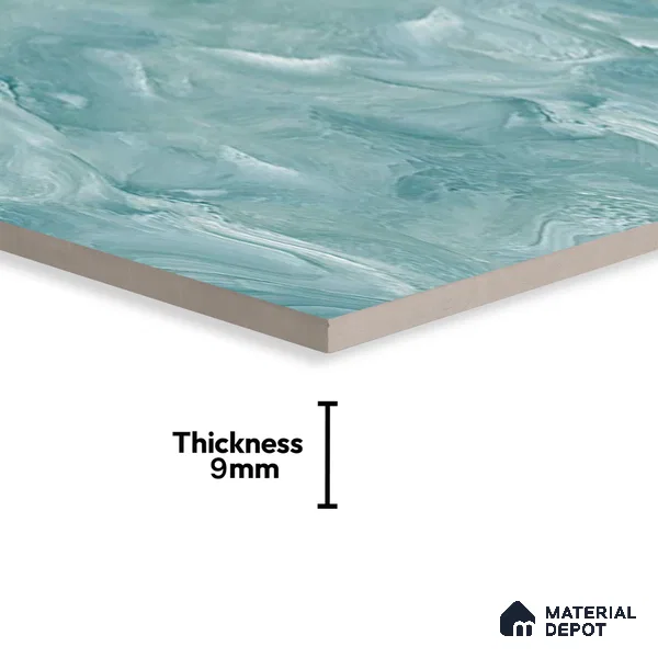 Marble Floor & Wall Tile TL 02179 Mint Blue 4 ft x 2 ft Glossy Finish Vitrified Tile - 9 mm (Random 4)