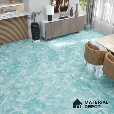 Marble Floor & Wall Tile TL 02179 Mint Blue 4 ft x 2 ft Glossy Finish Vitrified Tile - 9 mm (Random 4)