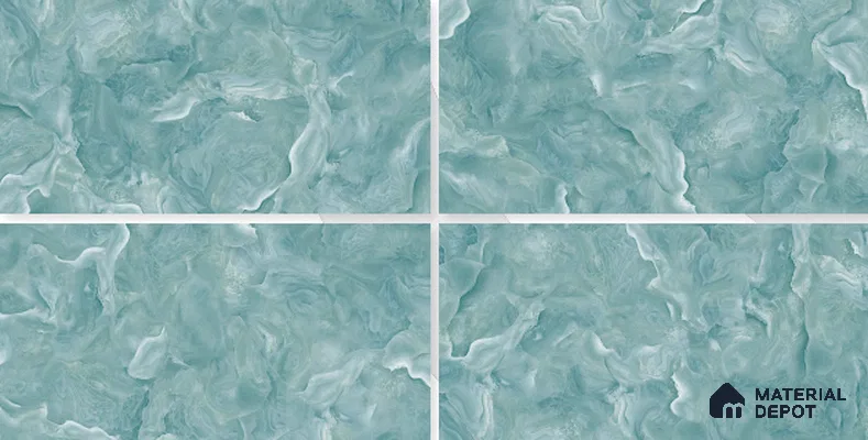 Marble Floor & Wall Tile TL 02179 Mint Blue 4 ft x 2 ft Glossy Finish Vitrified Tile - 9 mm (Random 4)