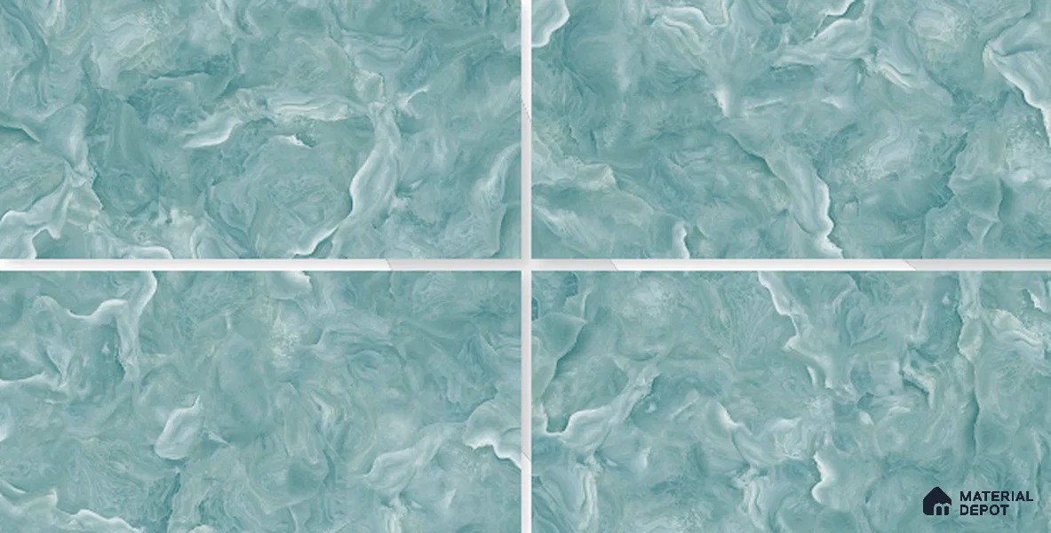 Marble Floor & Wall Tile TL 02179 Mint Blue 4 ft x 2 ft Glossy Finish Vitrified Tile - 9 mm (Random 4)