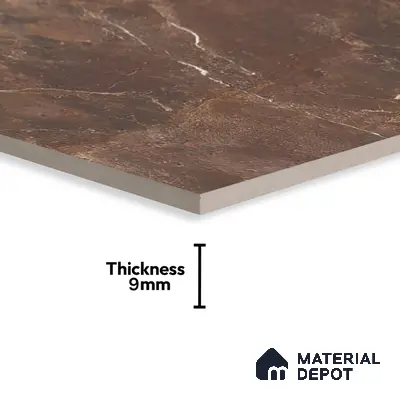 Brown Marble Floor & Wall Tile TL 06803 Gravier Mystique Umber 4 ft x 2 ft Vitrified High Gloss Finish - 9 mm | 4 Random Design | Suitable for Living Room, Bedroom, Bathroom