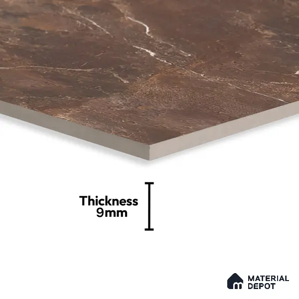 Brown Marble Floor & Wall Tile TL 06803 Gravier Mystique Umber 4 ft x 2 ft Vitrified High Gloss Finish - 9 mm | 4 Random Design | Suitable for Living Room, Bedroom, Bathroom