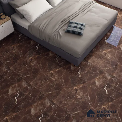 Brown Marble Floor & Wall Tile TL 06803 Gravier Mystique Umber 4 ft x 2 ft Vitrified High Gloss Finish - 9 mm | 4 Random Design | Suitable for Living Room, Bedroom, Bathroom