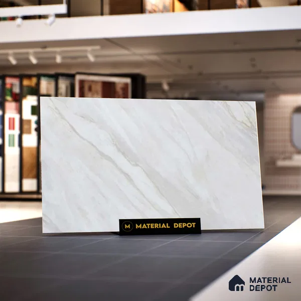 TL 01127 Lasa Bianco Carving Matte Finish 1800 x 1200 mm Vitrified Large Format Wall & Floor Tile - 9 mm | Adhesive and Spacers Must be Used During Installation (Sample)