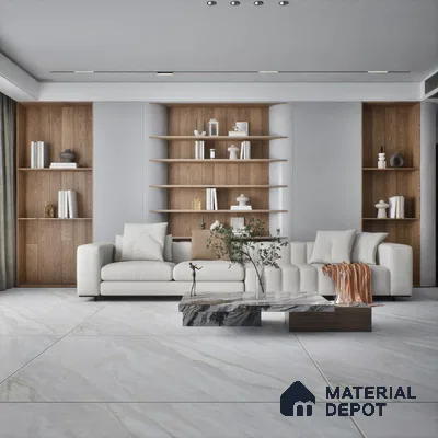 TL 01127 Lasa Bianco Carving Matte Finish 1800 x 1200 mm Vitrified Large Format Wall & Floor Tile - 9 mm | Adhesive and Spacers Must be Used During Installation (Sample)