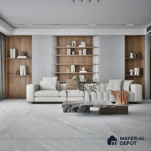 TL 01127 Lasa Bianco Carving Matte Finish 1800 x 1200 mm Vitrified Large Format Wall & Floor Tile - 9 mm | Adhesive and Spacers Must be Used During Installation