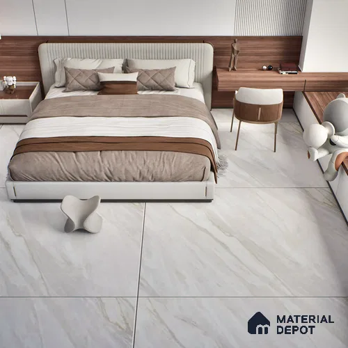 TL 01127 Lasa Bianco Carving Matte Finish 1800 x 1200 mm Vitrified Large Format Wall & Floor Tile - 9 mm | Adhesive and Spacers Must be Used During Installation