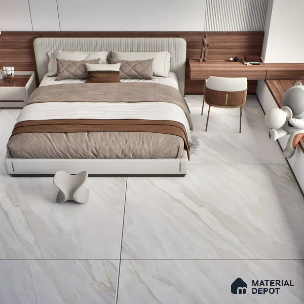 TL 01127 Lasa Bianco Carving Matte Finish 1800 x 1200 mm Vitrified Large Format Wall & Floor Tile - 9 mm | Adhesive and Spacers Must be Used During Installation (Sample)