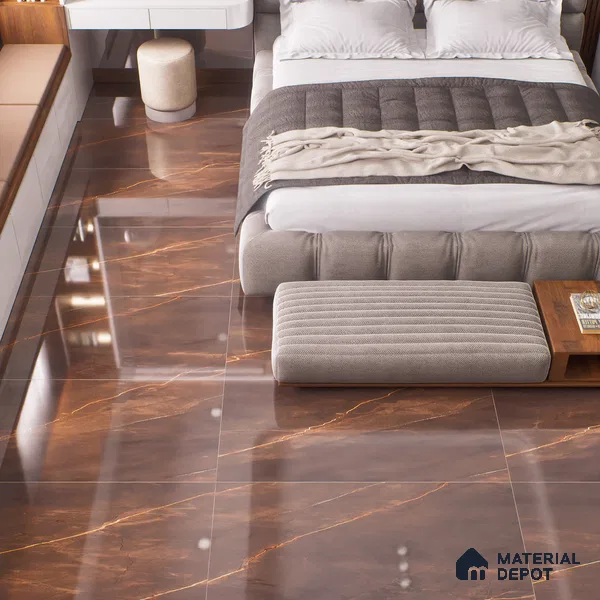 Marble Floor & Wall Tile | TL 01152 Scambio Coffee High Gloss Finish 4 ft x 2 ft Vitrified Tile - 9 mm | Suitable For Living Room, Bedroom, Dining Area (Sample)