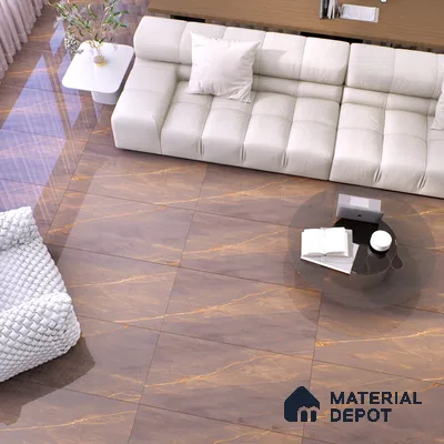 Marble Floor & Wall Tile | TL 01152 Scambio Coffee High Gloss Finish 4 ft x 2 ft Vitrified Tile - 9 mm | Suitable For Living Room, Bedroom, Dining Area (Sample)